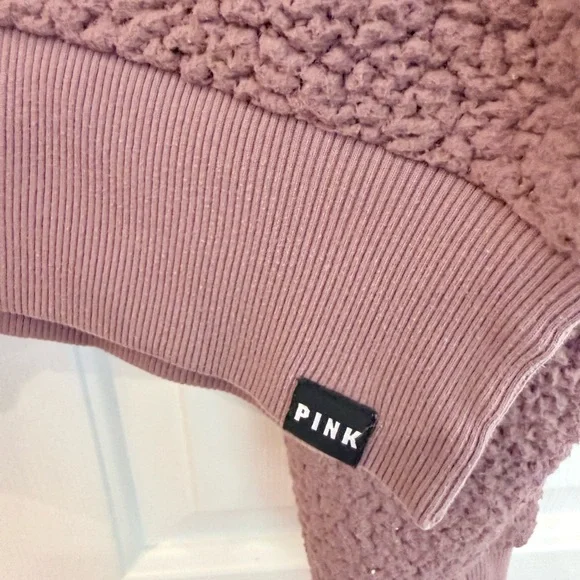 PINK Cozy Sherpa Half-Zip Pullover in Mauve - Picture 2 of 3